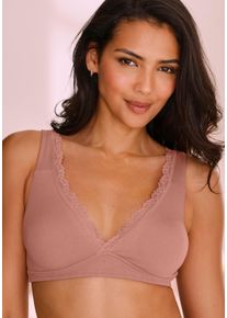 Petite Fleur Dames Soft-beha in poudre + koper ,maat 80B, Witt, 80% Katoen, 10% Elastan, 10% Polyamide