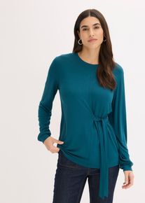 bonprix Femei Bluză cu m&acirc;neci lungi din amestec moale din viscoză, albastru, 44/46