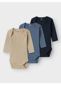 name it Mädchen Body »NBNBODY 3P LS SOLID RIB« Packung in blau, Größe N-Gr