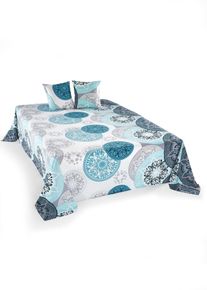 &Ouml;verkast med ornament - petrol - storlek 210x140 cm - bonprix