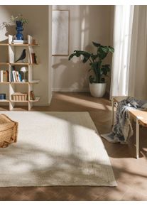 Tapis poil ras de jute Jutta Ivoire 80x150 cm - Tapis poil court design moderne pour salon