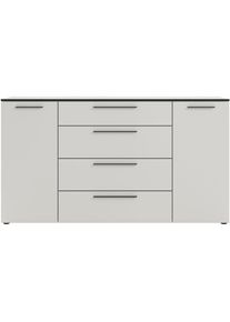 Manjana Möbel , Kommode »Kommode mit Schwarz matten Metallgriffen in verschiedenen Ausführungen« , Pastellweiß - Metall schwarz matt