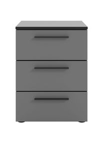 Manjana M&ouml;bel, Nachtkommode &raquo;Nachtkommode mit Schwarz matten Metallgriffen&laquo;, Basaltgrau - Metall schwarz matt, Metall, Spanplatte, B/H/T: 45 cm x 61,4