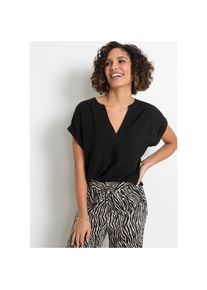bonprix , Damen , Tunika , schwarz , 50 , 50 , Tunika mit modernem Henley-Kragen für einen stilvollen Look