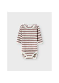 name it, Damen, Langarmbody &raquo;NBFWANG WOOL NEEDLE LS BODY NOOS&laquo; aus reiner Merinowolle, Antler Stripes:Snow white, N-Gr, 50 -N-Gr, Antler Stripes:Snow 