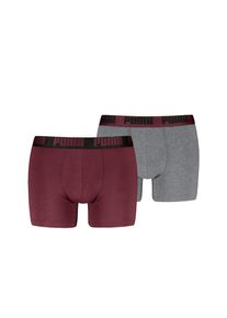 Puma , Herren,Jungen,Jugendliche , Boxershorts »MEN EVERYDAY BASIC BOXERS 2P«, 2er Packer Packung, mit Logobund , Burgundy / Grey Melange , XXL ,...