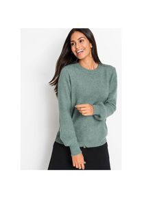 bonprix, Damen, Strickpullover, mineralblau meliert, 52/54 (XXL), mineralblau meliert, Strickpullover mit modernen Ballon&auml;rmeln