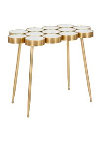 Mauro Ferretti Tavolinetto in metallo dorato e piano con specchi cm 100x55x70