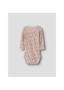 name it, Damen, Langarmbody &raquo;NBFWANG WOOL NEEDLE LS BODY NOOS&laquo; aus reiner Merinowolle, Shadow Gray AOP:Small flowers, N-Gr, 50 -N-Gr, Shadow Gray 