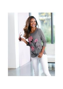 Classic Basics , Damen , Langarmshirt »Shirt«, 1 Stk. , steingrau-gemustert , 56 , 56 , platzierter Blüten-Druck