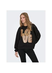 Only, Damen, Sweatshirt &raquo;ONLLALLY L/S LOVE O-NECK CS SWT&laquo;, Black Print:Love, XS, Black Print:Love, Sweater von Only
