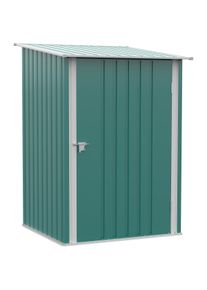 Outsunny Abrigo de Jardim de A&ccedil;o Galvanizado com Porta Fechadura e Teto Inclinado 0,92 m&sup2; 100x103x160cm Verde