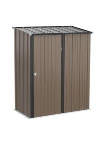 Outsunny Abrigo de Jardim 1,34m&sup2; 161,5x94,5x196cm Abrigo de Exterior de A&ccedil;o Galvanizado com Porta e Fechadura para Armazenamento de Ferramentas Marrom