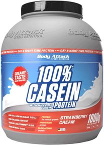 Body Attack Sports Nutrition Body Attack 100% Casein Protein, 1800 g Dose, Strawberry