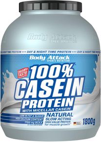 Body Attack Sports Nutrition Body Attack 100% Casein Protein, 1800 g Dose, Natural