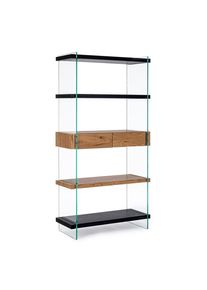 Bob Gardens Libreria 4 piani 2 cassetti Wood nera - SARA
