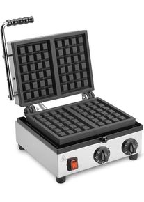 MilanToast - Placa WAFFLE 4 x 6 con superficie de cocci&oacute;n 29 x 25 cm - 2 gofres