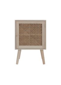 Rebecca Mobili Comodino per Camera Da Letto 1 Anta in Legno Rattan Marrone Salvaspazio