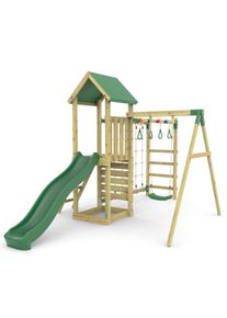 REBO Climbing Frame with Single Swing and Slide plus Ninja Monkey Bars - Arvon