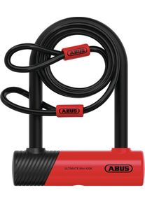 Abus 420K Ultimate Mini, U-lock + holder, steel cable , color: Black/Red , size: 140 mm