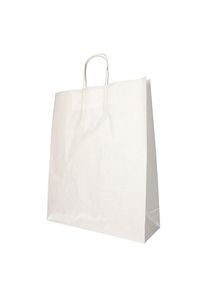 Papstar 25 bolsas, papel 40 cm x 32 cm x 12 cm blanco con asa retorcida