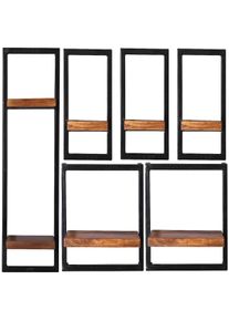 SIT-MÖBEL SIT Möbel Juego de estantería de pared | 6 piezas | madera de mango con metal viejo | serie PANAMA | A 105 x P 25 x A 75 cm | natural