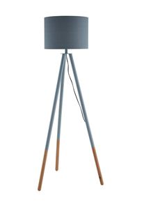 Salesfever lámpara de pie trípode tres patas | pantalla textil | estructura de madera de roble | An 65 x Pr 65 x Al 154 cm | gris