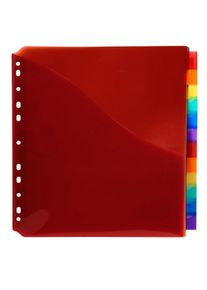 Exacompta - Cod. 4844E - Divisori per raccoglitori ad anelli con 12 tasti neutri portaetichetta e tasca - Ppl multicolore - A4 maxi - 10 pezzi