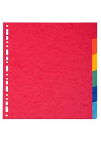 Exacompta - Cod. 2006E - Divisori per raccoglitori ad anelli con 6 tasti neutri - Cartoncino riciclato 220 g/mq multicolore - A4 - 50 pezzi