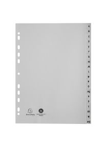 Exacompta - Cod. 1720E - Divisori per raccoglitori ad anelli con 20 tasti alfabetici A-Z - Polipropilene riciclato grigio - A4 - 20 pezzi
