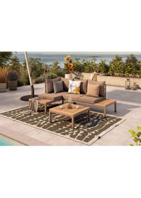 Ambia Garden Loungegarnitur , Braun, Akaziefarben , Holz, Metall , Akazie , vollmassiv , F&uuml;llung: Komfortschaum,Faserb&auml;llchen , L-Form, einzeln stellbar , 207x138 cm , Fsc, Bsci , Gartenm&ouml;bel, Loungem&ouml;bel, Loungegarnituren