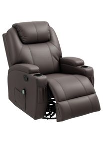 HOMCOM Poltrona Massaggiante Reclinabile con Poggiapiedi Marrone