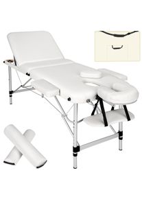 TecTake Lettino da massaggio a 3 zone con 5 cm di imbottitura, rulli, e telaio in alluminio - bianco - 404635