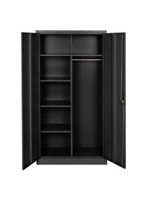 TecTake Armadio portadocumenti a 6 scomparti e asta appendiabiti - nero, 80 cm - 404384