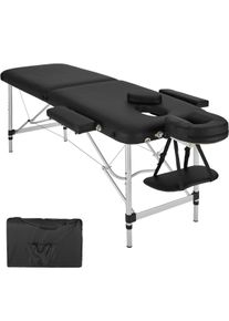 TecTake Lettino da massaggio a 2 zone con imbottitura e telaio in alluminio - nero - 402786