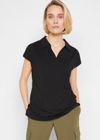 bonprix Shirt z otwartym kołnierzykiem polo, czarny, 52/54