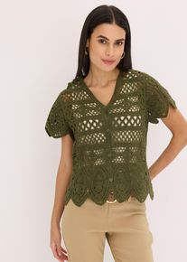 bonprix Női Crochet rövid kardigán, zöld, 36/38