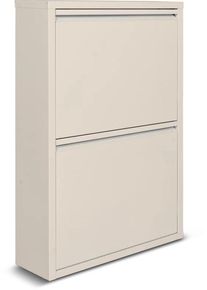 NATURN LIVING Scarpiera 2 ante - 50 x 15 x 71,5 cm - Scarpiera - Sistema di stoccaggio per scarpe - Scatola portaoggetti in metallo - Bianco