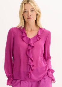 Blus med volanger - lila - storlek 50 - bonprix
