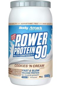Body Attack Sports Nutrition Body Attack Power Protein 90, 1000 g Dose, Cookies & Cream