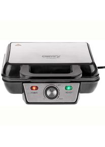 Camry CR3046 Gofrera Eléctrica Profesional 2 Gofres Grandes, Antiadherente Regulador Temperatura, Acero Inox, 1600W, Nero/Argento