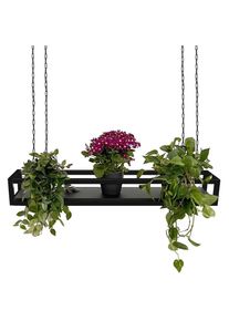 FLOWERS 115 cm PRETO (NERO) Prateleira de Teto Suspensa com Correntes, Ideal como Suporte para Flores, Design de Casa Yelloo