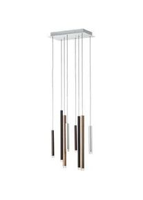 Led-Hängeleuchte , Braun, Schwarz, Alufarben , Metall, Kunststoff , F , 25x180x40 cm , höhenverstellbar, 3 Helligkeitsstufen , Lampen & Leuchten, Innenbeleuchtung, Hängeleuchten, Pendelleuchten