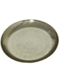 Ambia Home Serviertablett , Goldfarben, Champagner , Metall , Uni , rund , 3 cm , Geschirr, Tischkultur & Serviergeschirr, Tabletts