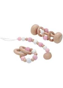 Avelia Kinderspielset , Naturfarben, Rosa, Weiß , Holz, Textil , 3-teilig , Buche , vollmassiv , EN 71 , Spielzeug, Holzspielzeug