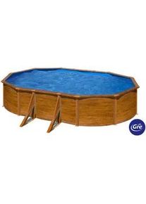 GRE Pool-Set , Braun , Metall , 375x120x610 cm , Freizeit & Co, Pools & Wasserspaß, Pools, Stahlwandpools