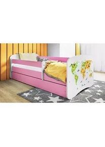 Mid.you Kinder-/Juniorbett , Weiß, Pink , Textil , Birke , Sperrholz,Schichtholz , H2 , 1-Zonen , Höhe ca. 15 cm , links montierbar, rechts montierbar , 80x160 cm , nicht verstellbar , Babymöbel & Kindermöbel, Kinderzimmer & Jugendzimmer, Kinderbetten, Kinderbetten & Jugendbetten