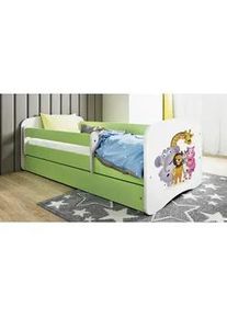 Mid.you Kinder-/Juniorbett , Grün, Weiß , Textil , Birke , Sperrholz,Schichtholz , H2 , 1-Zonen , Höhe ca. 15 cm , links montierbar, rechts montierbar , 80x160 cm , nicht verstellbar , Babymöbel & Kindermöbel, Kinderzimmer & Jugendzimmer, Kinderbetten, Kinderbetten & Jugendbetten