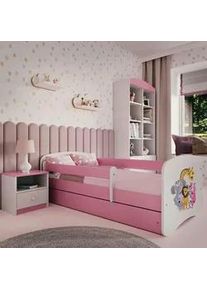 Mid.you Kinder-/Juniorbett , Weiß, Pink , Textil , Birke , Sperrholz,Schichtholz , H2 , 1-Zonen , Höhe ca. 15 cm , links montierbar, rechts montierbar , 80x160 cm , nicht verstellbar , Babymöbel & Kindermöbel, Kinderzimmer & Jugendzimmer, Kinderbetten, Kinderbetten & Jugendbetten