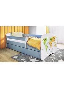 Mid.you Kinder-/Juniorbett , Blau, Weiß , Textil , Birke , Sperrholz,Schichtholz , H2 , 1-Zonen , Höhe ca. 15 cm , links montierbar, rechts montierbar , 80x160 cm , nicht verstellbar , Babymöbel & Kindermöbel, Kinderzimmer & Jugendzimmer, Kinderbetten, Kinderbetten & Jugendbetten